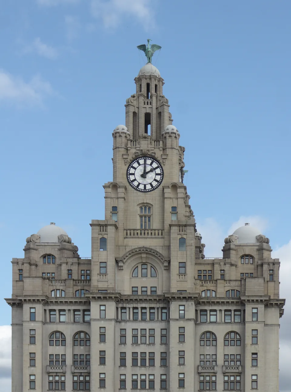 The clock tower of the Royal Liver Building in Liverpool